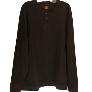 Saddlebred Black Henley LS Top Shirt Men’s Size XL Black 100% Cotton